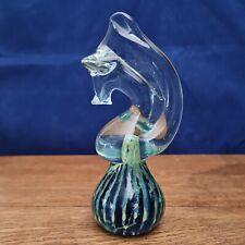 Vintage Mdina Seahorse Blown Green Blue Glass Paperweight 155mm tall VGC 