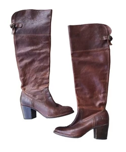 Frye Brown Leather Women’s Burgundy Boots Size 7M - Picture 1 of 16
