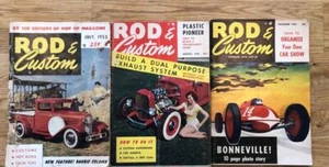 (3) Early small Rod & Custom Magazines July 1953 Vol 1 #3 & V2 #8 & V2 #4 - Imagen 1 de 1
