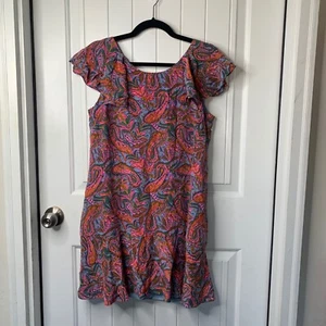 Abito J crew seta paisley floreale volant orlo svolazzante taglia 8 boho primavera estate - Foto 1 di 5