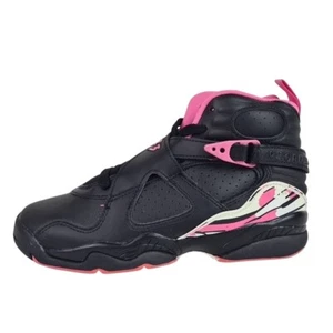 Air Jordan 8 Girl's Retro 580528 006 Athletic Shoes Black-Pink SZ 5Y = 6.5 Wmns - Picture 1 of 9