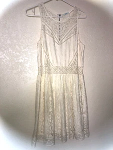 Wedding Dress White Ivory 8 10 M Medium Floral Lace Sleeveless Full Knee Length - Picture 1 of 5