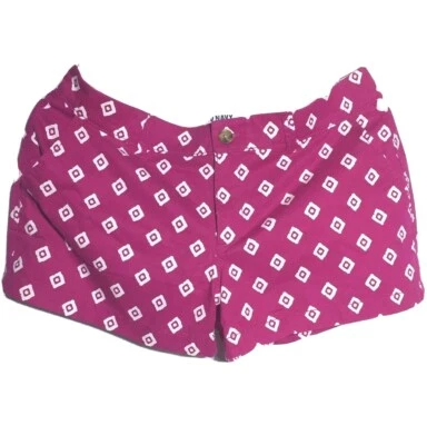 NUEVO Pantalones Cortos Old Navy de Tiro Medio para Mujer Rojo Rosa Patrón Algodón Ajustado 4 Bolsillos  Foto 1 de 2