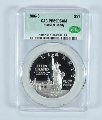 1986-S Statue Of Liberty Commemorative Silver Dollar PR69 DCAM CAC - Image 1 of 4