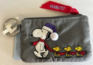 Vera Bradley Ski Slope Snoopy Woodstock Scarf Peanuts Grey Zip Case ID New - Picture 1 of 3