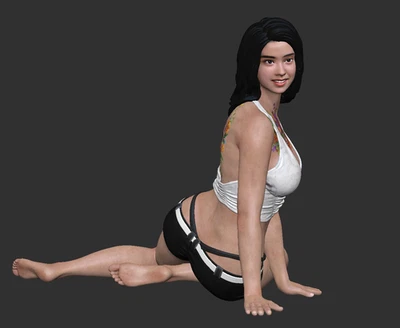 Resin Diorama 1:64 Gothic Shorts Leaning Girl Mini Figurine Doll Toy Scene Props - Image 1 of 3