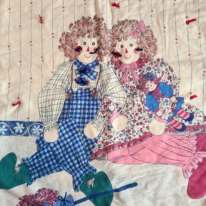 Vintage Raggedy Ann & Andy Baby Quilt Wandbehang Überwurf Decke Kinderzimmer Handarbeit - Bild 1 von 16