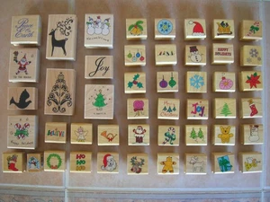 47 Holzmontierte GUMMISTEMPEL Lot Feiertag Motiv Weihnachtsbaum Weihnachtsmann Schneemann - Bild 1 von 9
