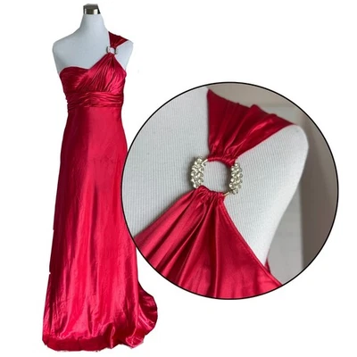 Vestido formal Adrianna Papell Hailey Logan vermelho tamanho 11/12 strass formatura ano 2000 - Imagem 1 de 4