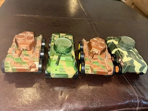 Vintage 4 Tootsie Toy M-8 Armored Camo Army Tank Chicago 70’s - Picture 1 of 12