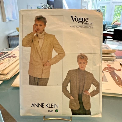 FREE SHIP! 2985 Vogue Patterns American Designer Anne Klein Sz 10 Jacket 1980s - Image 1 of 2