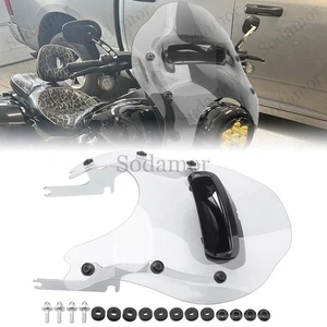 17.3" x 15.7" Clear Windshield Wind Deflector w/Mount Kit For Harley Road King - Picture 1 of 24
