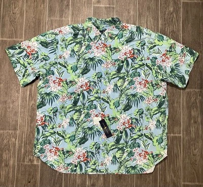 Ralph Lauren Hawaiian Mens 2XB Button Shirt Green Floral Tropical Cotton NWT - Image 1 of 4