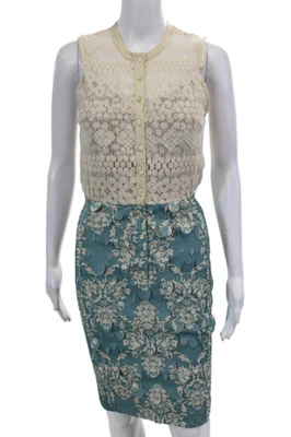 Beguile by Byron Lars Womens Half Button Smocked Abstract Dress Blue White Small - Image 1 of 4