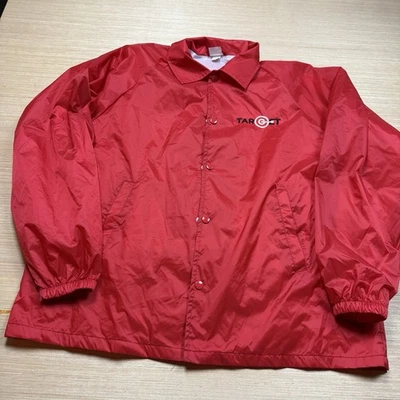 Target Store Employee Windbreaker Jacket Coaches Red Snap Pockets Unisex Large - Image 1 of 4