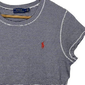 Polo Ralph Lauren Blouse Cap Sleeve Red Pony Stripe Pullover Womens Sz L Black - Picture 1 of 10