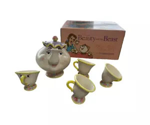 90s Walt Disney Beauty & the Beast Mrs. Pot Toy China Tea Set Collector's Item - Picture 1 of 5