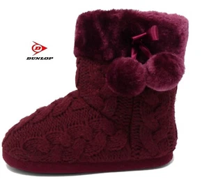 Dunlop Ladies Slipper Boots Knitted BURGUNDY size L (7/8) - £12.99 - POST FREE - Picture 1 of 1