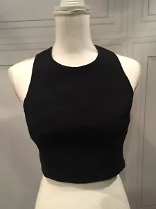 Free People Black Halter Tank Top Open Back Sz 2 - Picture 1 of 6