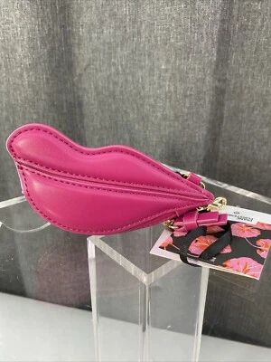 Diane Von Furstenberg DVF Target Pink Lips Coin Pouch Purse Bag Charm KEYCHAIN - Image 1 of 4