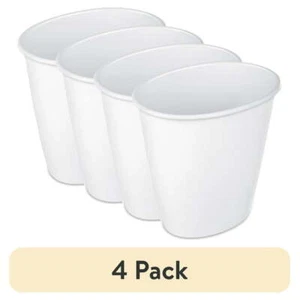 (4 pack) Sterilite 1.5 Gallon Oval Vanity Trash Can, Plastic, Bathroom, White - Picture 1 of 6