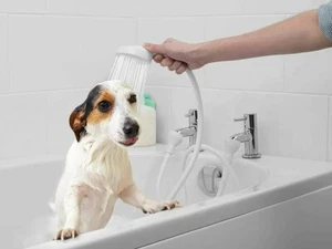 Duschkopf Schlauch Doppel Wasserhahn Bad Waschbecken Spray Friseur Haustier Aufsteckmischer Spray - Bild 1 von 13