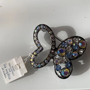 LIA SOPHIA "Soar" Multi Color Aurora Borealis Crystals Butterfly Pin/Brooch NWT - Picture 1 of 5