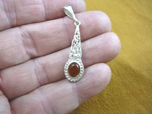 (P22-23) Orange Oval Baltisches BERNSTEIN Polen .925 Sterling SILBER Filigran ANHÄNGER - Bild 1 von 1