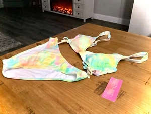 WOMENS XS / S NINETY-NINE COTTON CANDY TYE DYE BIKINI 2 PIECE BATHING SUIT NWT - Picture 1 of 19
