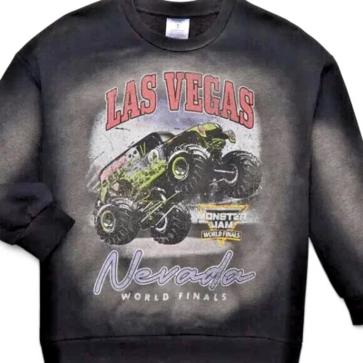 Monster Jam Gravedigger Sweatshirt BOYS CHOOSE SIZE Jet Black Mineral Wash NEW - Image 1 of 4