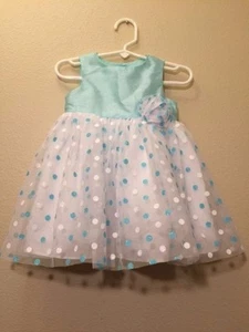 SPECIAL OCCASION - TURQUOISE WHITE SLEEVELESS DRESS - 12m - Picture 1 of 3