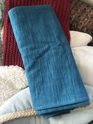 RARE NEW Williams Sonoma Pottery Barn Vietnam Textured TEAL blue table runner - Image 1 of 4