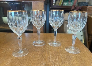 Lot of 4 Gorham Crystal Lady Anne Gold Rim 7 5/8 Inch Goblets - Picture 1 of 6