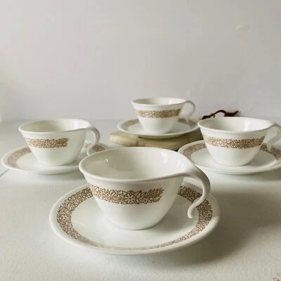 Juego de 8 tazas y platillos vintage Corelle by Corving Woodland Brown EE. UU. Foto 1 de 4