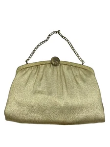 Vintage Admiral Shiny Gold Purse Evening Bag Chain clutch - Picture 1 of 8