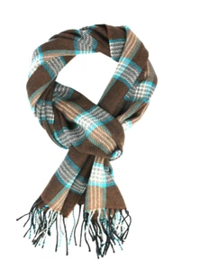 Webschal 100% Wolle (Merino) Karo Muster  braun multicolor unisex Herren Damen - Bild 1 von 3