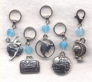 Globetrotter Knitting Stitch Markers Travel the World Set of 5/SM159 - Picture 1 of 2