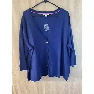 Isaac Mizrahi Cardigan Sweater Knit V Neck 3/4 Sleeve Blue Plus Size 3X - Picture 1 of 4