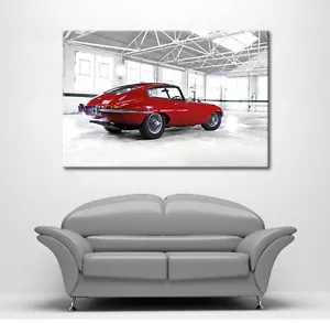 GRANDE SCATOLA INCORNICIATA TELA PARETE ARTE ROSSA E TIPO JAGUAR CLASSIC SUPER CAR NUOVA STAMPA - Foto 1 di 2