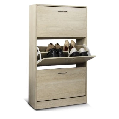 Scarpiera 3 Ante Salvaspazio Doppia Profondità con Maniglia Colore Olmo 63x24x11 - Immagine 1 di 4