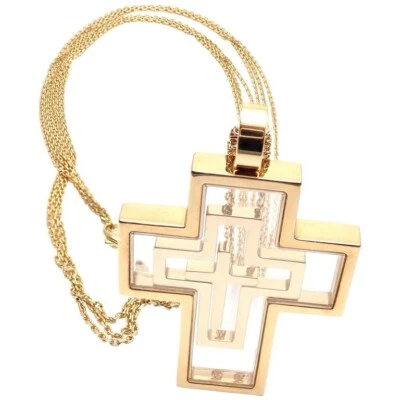 Exklusiv Chopard Kreuz 750 Gold 18k Gelbgold Anhänger & Kette - Bild 1 von 4