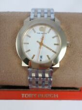 NEW Tory Burch Two tone Whitney Watch Silver & Gold TBW8007 Logo NIB