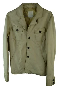 Diesel Womans Button Beige Soft Leather Blazer Jacket Size S Pockets Designer - Picture 1 of 12