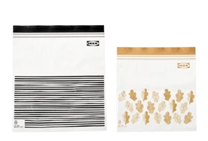 50 IKEA ISTAD Resealable Bag, Freezer Bag,  Black/Yellow, 2.5/1.2 l (3 qt / 1qt) - Picture 1 of 7