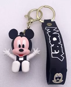MICKEY MOUSE con MONOS NEGROS Brazos Arriba - Llavero de PVC con CORREA, Llavero y Gancho - Imagen 1 de 2
