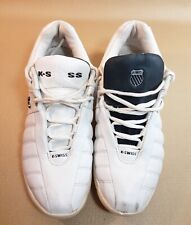 Vintage K-Swiss Shoes Sz 42 M Tongue Twister Y2K White Navy Puff Leather