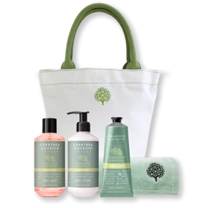 CRABTREE AND EVELYN PEAR AND PINK MAGNOLIA HAND TOWEL AND CANVAS TOTE SET BNWT - Picture 1 of 1