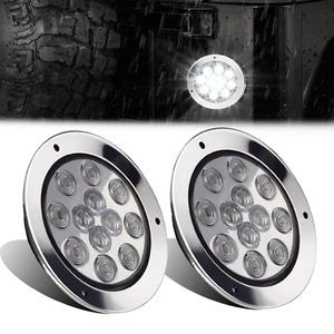 2PCS 12 LED White 4 Inch Round Backup Reverse Tail Lamp Lights For Truck Trailer - Picture 1 of 10