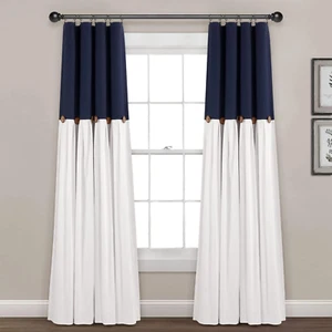 Linen Button 100% Lined Blackout Window Curtain Panel, Single, 40" W X 84" L, Na - Picture 1 of 9