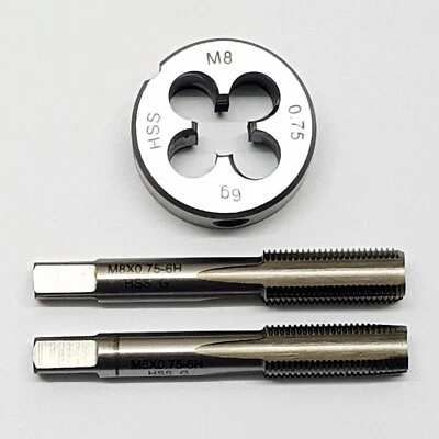 M8 x 0,75 Schneideisen + 2 tlg. Handgewindebohrer Feingewinde Gewindebohrer - Bild 1 von 3